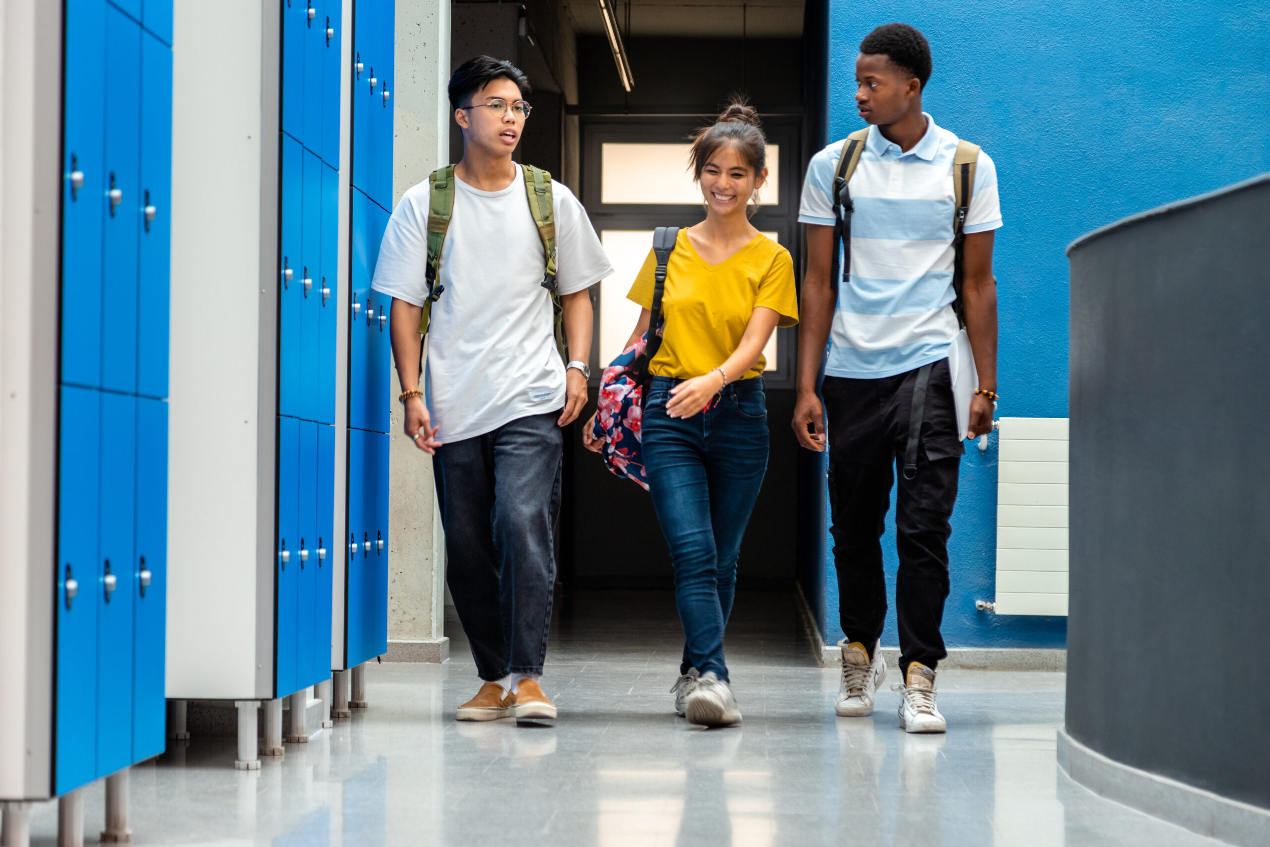 Students walking in hallways